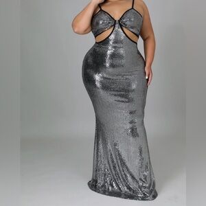 Elegant Silver Sequin Skirt